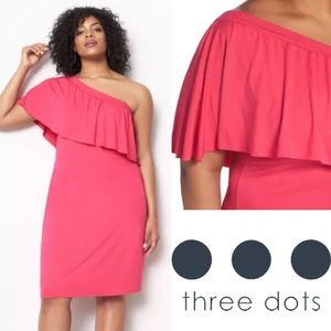 off shoulder hot pink dress